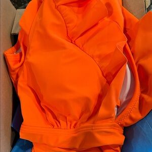 Vibrant Orange Ruffled Swimsuit